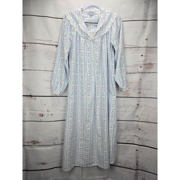 Lanz of Salzburg Flannel Nightgown XS Floral Long Cottagecore Granny Prairie - Picture 1 of 10